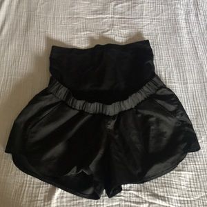Black full panel maternity workout shorts
